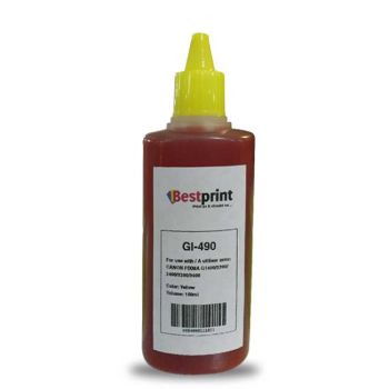 Bouteille d'encre BESTPRINT GI-490Y /Jaune /70ml + 30ml Gratuit /Pour Canon